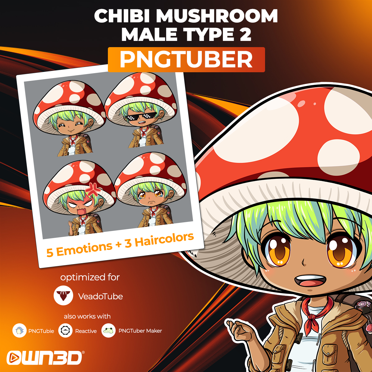 Animated Chibi Mushroom Male Type 2 VTuber Models