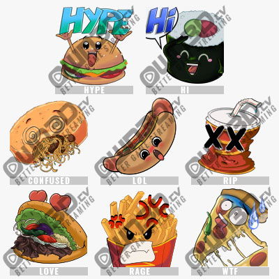 Animated Fastfood YouTube Emotes