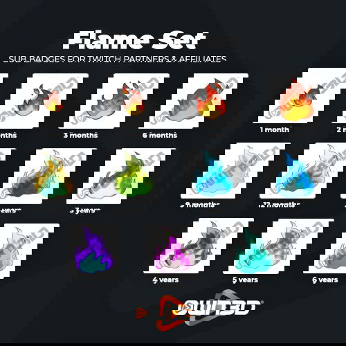 Flames Kick Sub Badges - 11 Pack