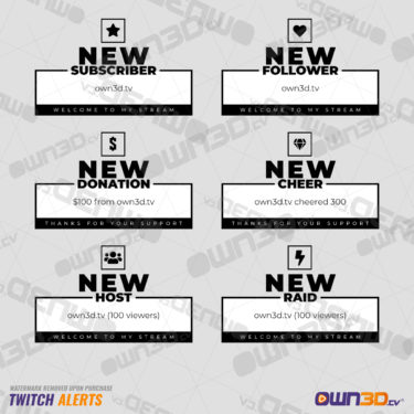 Black White Stream Alerts for OBS