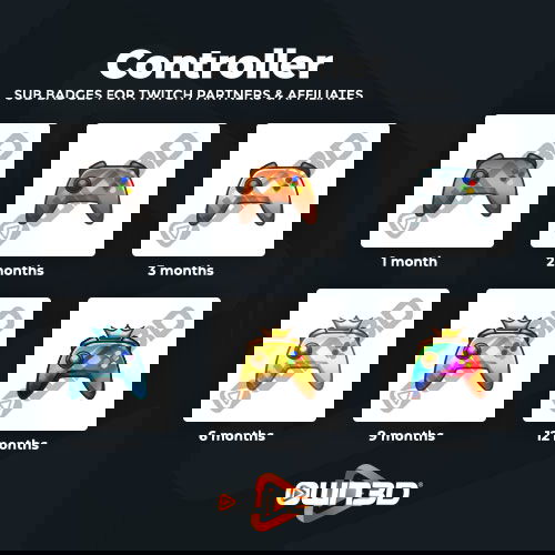 Controller Kick Sub Badges - 6 Pack