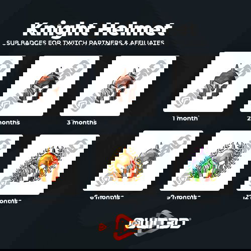 Knight Helmet Kick Sub Badges - 6 Pack