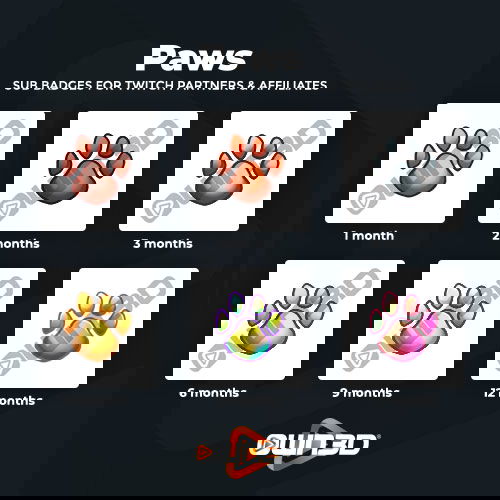 Paws Kick Sub Badges - 6 Pack