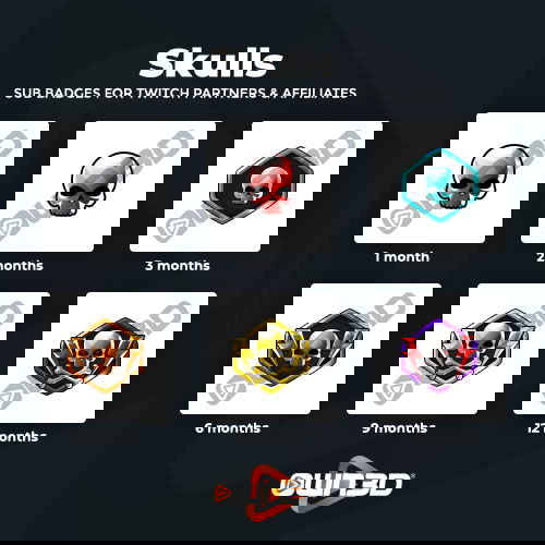 Skulls Kick Sub Badges - 6 Pack
