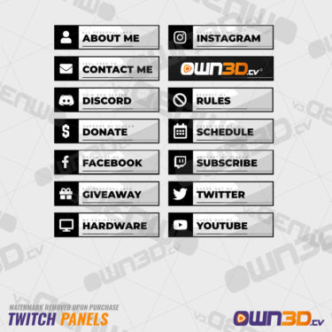 Black White Twitch Panels