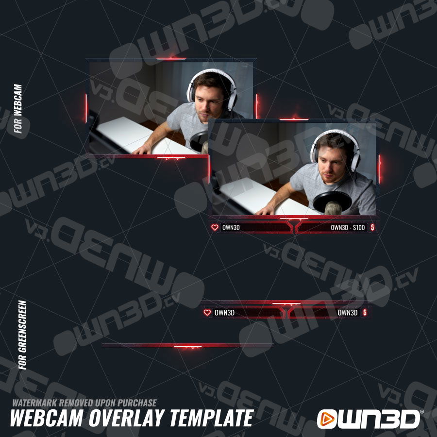 Animated Unique Red Webcam Overlays